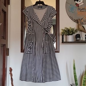 Collectif navy/white stripe dress XL
